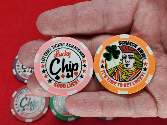Lucky Lottery Ticket Scratcher Poker Chips - Pack of 10