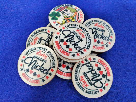 Personalized Lucky Ticket Scratcher Wooden Nickels - Pack of 10 - For lottery tickets