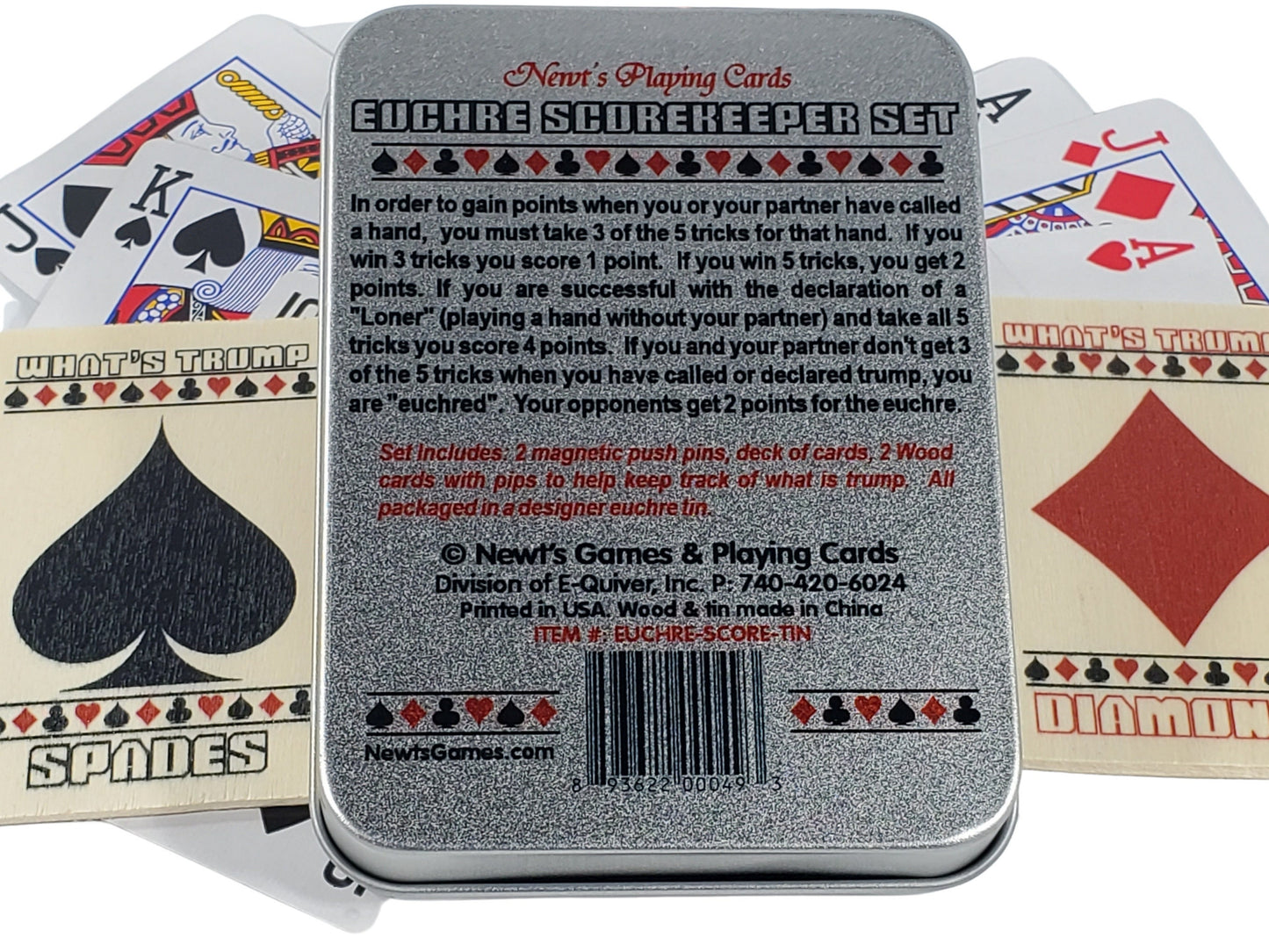 I Heart Euchre Scorekeeper Tin Set: Playing Cards & Magnetic Score