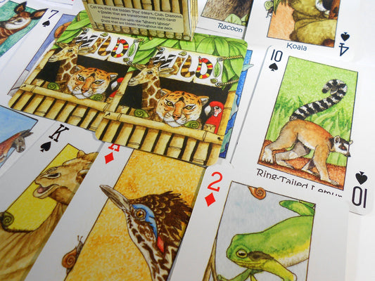 Wild! Deck of Playing Cards - Unique Seek-N-Find feature where you find hidden images in cards - Features artwork of animals by Peter Wood