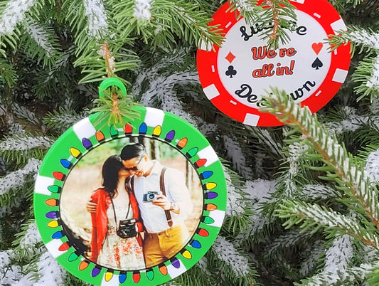 Personalized Poker Chip Christmas Ornament: Photo Keepsake, Made in USA