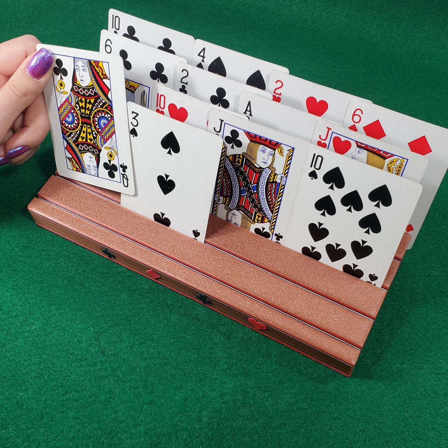 Suited Playing Cardholder: Ritzy Design, Holds about 50 playing cards