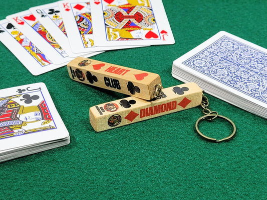 Lucky Wood Card Suit Keychain: Poker, Bridge, Euchre - Includes 2