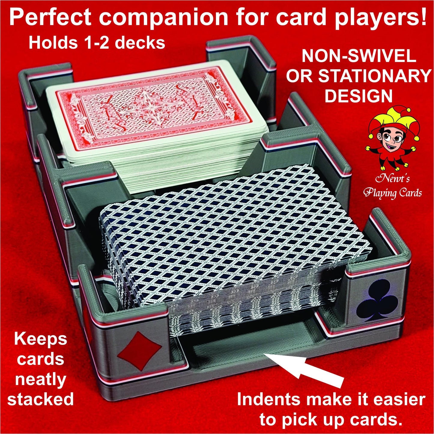 Patriotic Playing Card Tray, suited designed for 2 decks - US Made (Ritzy Design)