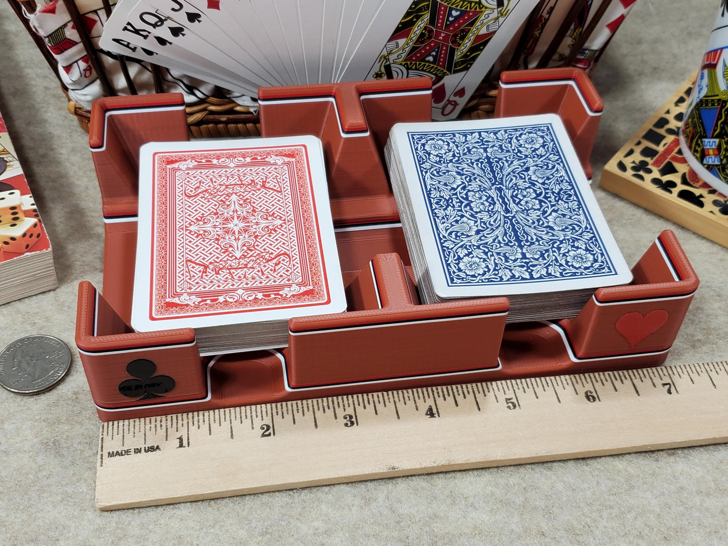 Steampunk Copper Playing Card Tray, suited designed for 2 decks - US Made (Ritzy Design)