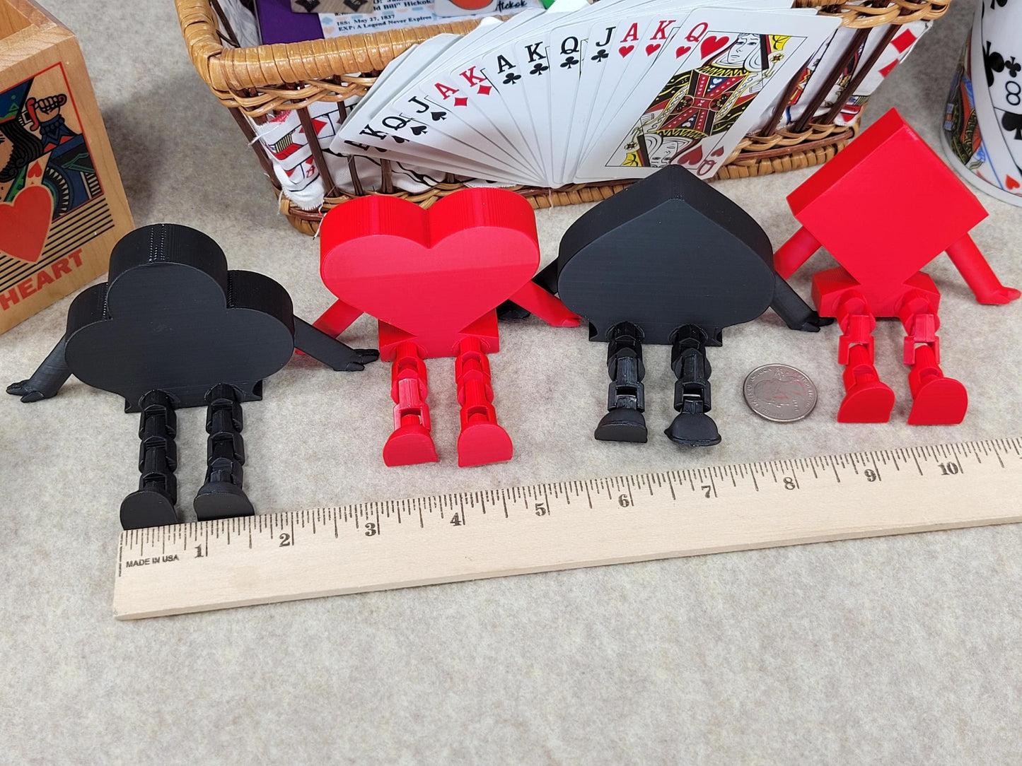 Articulated Playing Card Pip Figures: Desk Decor for Card Game Fans