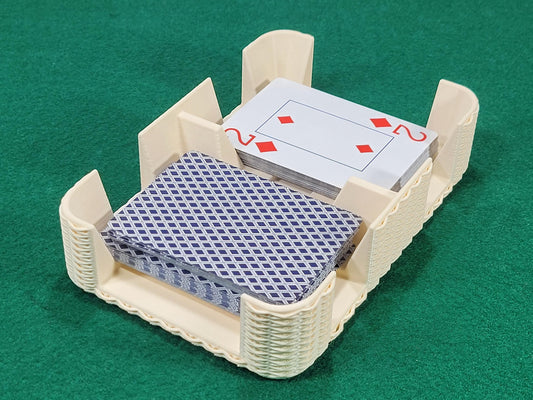 Basket Weave Design Two-Deck Card Tray: Clásico Brand, Plastic Playing Card Accessory