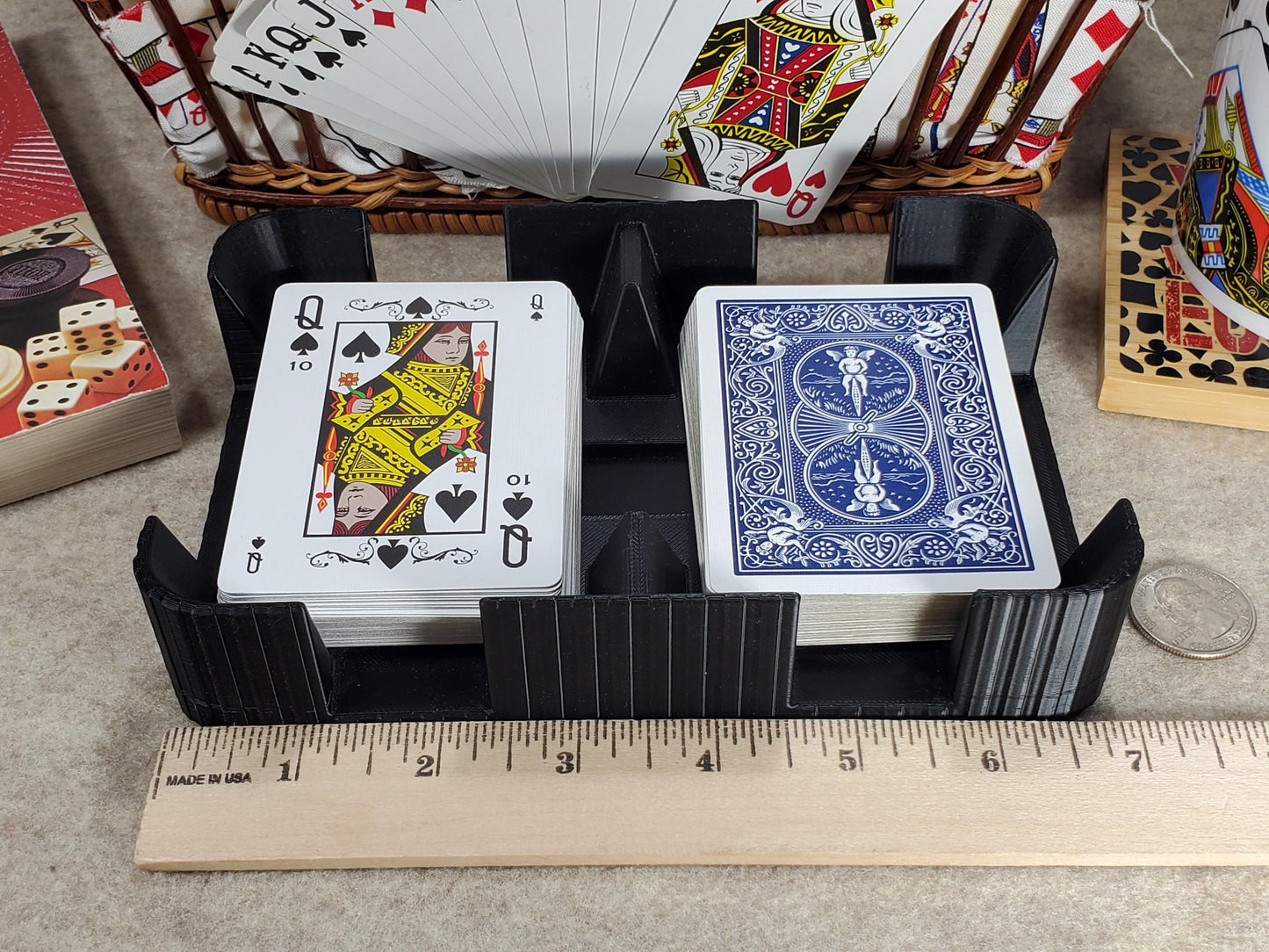 Pillared Design Two-Deck Card Tray: Clásico Brand, Plastic Playing Card Accessory