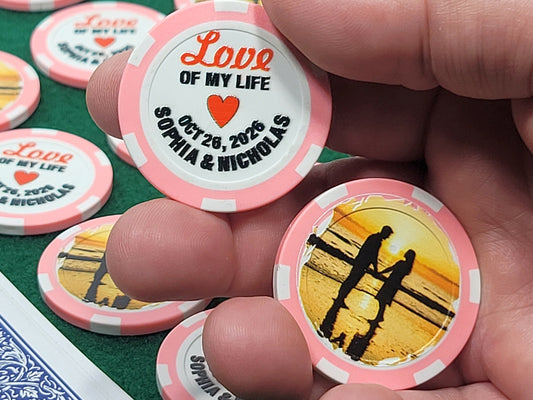 Personalized Wedding Poker Chips: Photo Engagement Announcement - Pack of 12