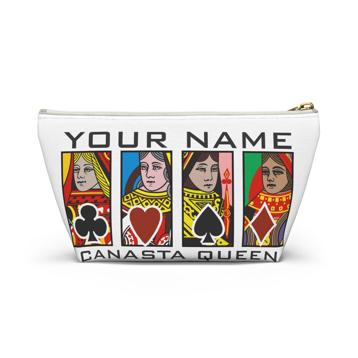 Canasta Queen Accessory Pouch, Playing Cards Design | T-bottom zipper pouch