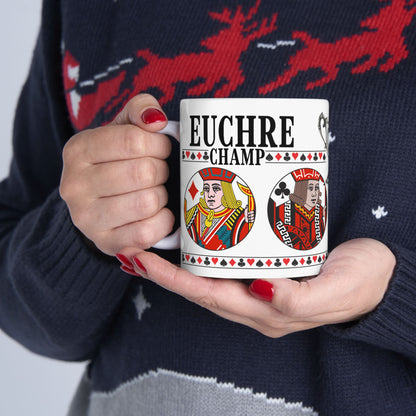 Euchre Champ Playing Card Mug | Card Game Trophy Ceramic Mug