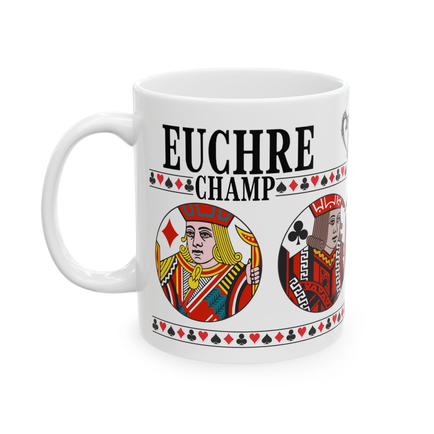 Euchre Champ Playing Card Mug | Card Game Trophy Ceramic Mug