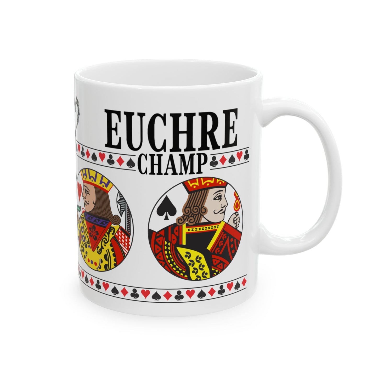 Euchre Champ Playing Card Mug | Card Game Trophy Ceramic Mug