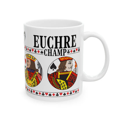 Euchre Champ Playing Card Mug | Card Game Trophy Ceramic Mug