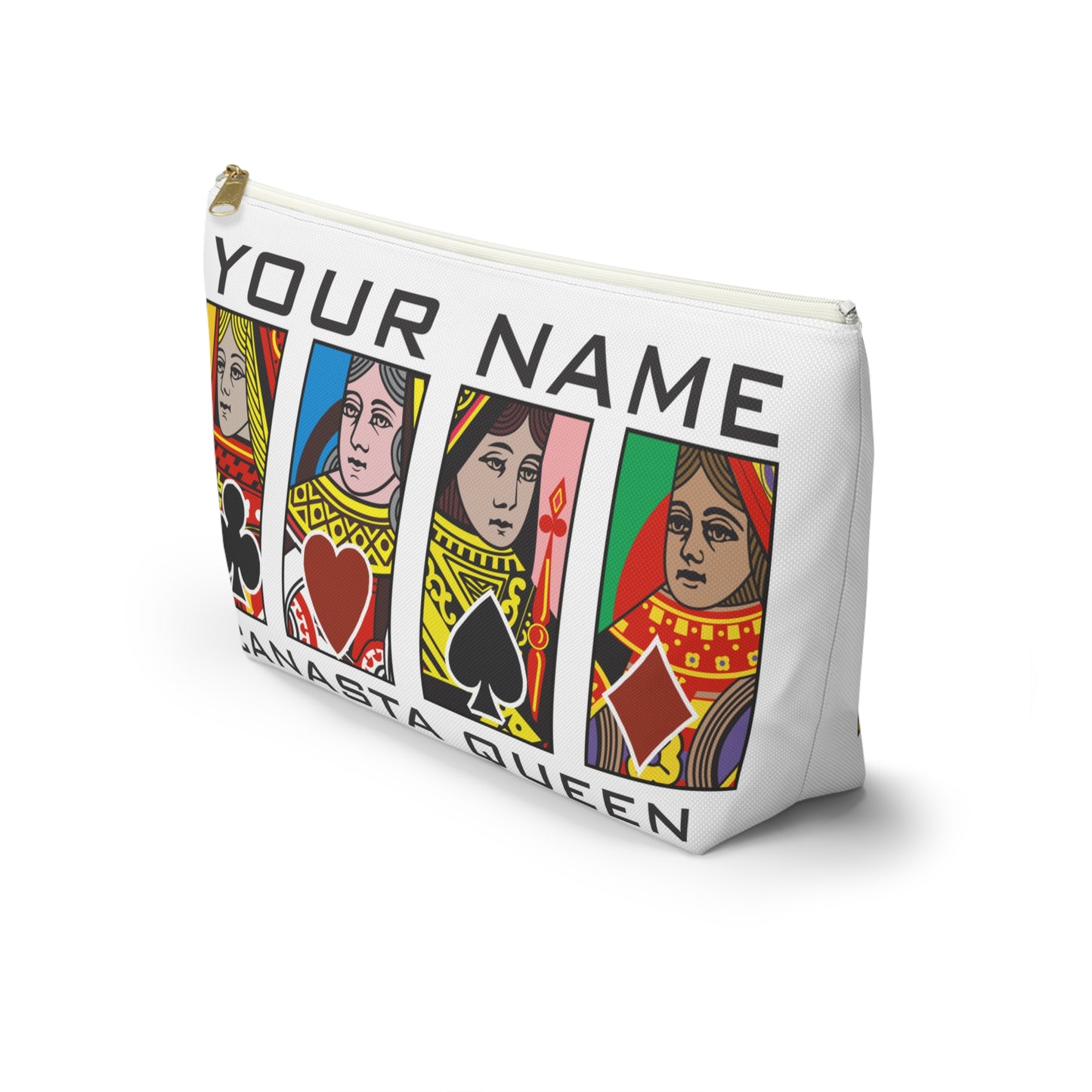 Canasta Queen Accessory Pouch, Playing Cards Design | T-bottom zipper pouch