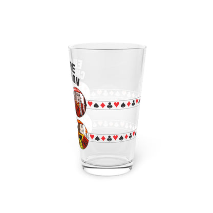 Euchre Champion Pint Glass | 16oz Playing Card King Queen Design