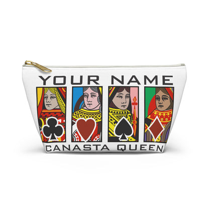 Canasta Queen Accessory Pouch, Playing Cards Design | T-bottom zipper pouch