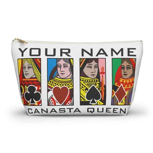 Canasta Queen Accessory Pouch, Playing Cards Design | T-bottom zipper pouch