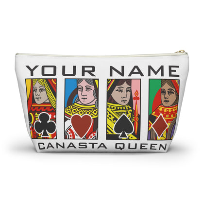 Canasta Queen Accessory Pouch, Playing Cards Design | T-bottom zipper pouch