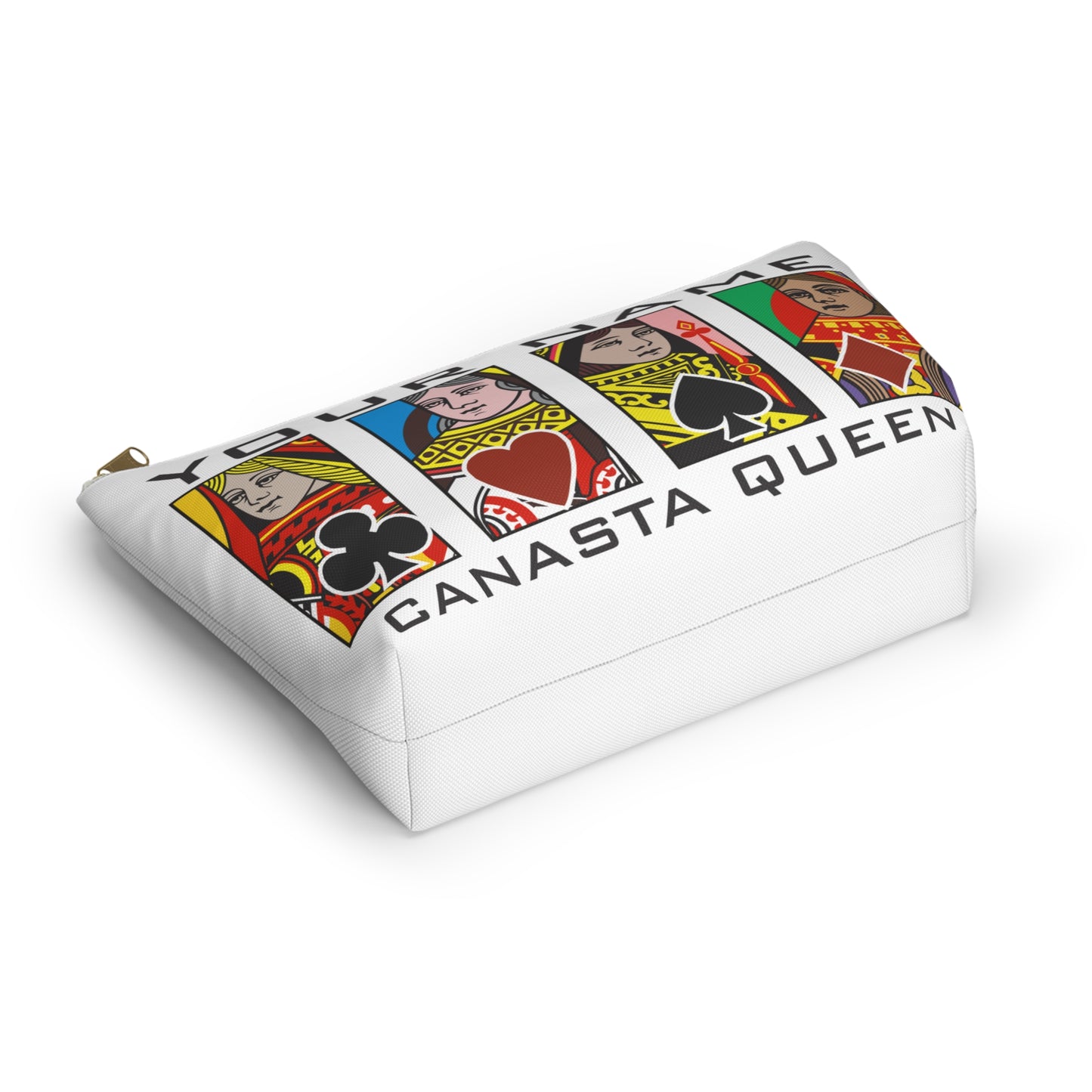 Canasta Queen Accessory Pouch, Playing Cards Design | T-bottom zipper pouch