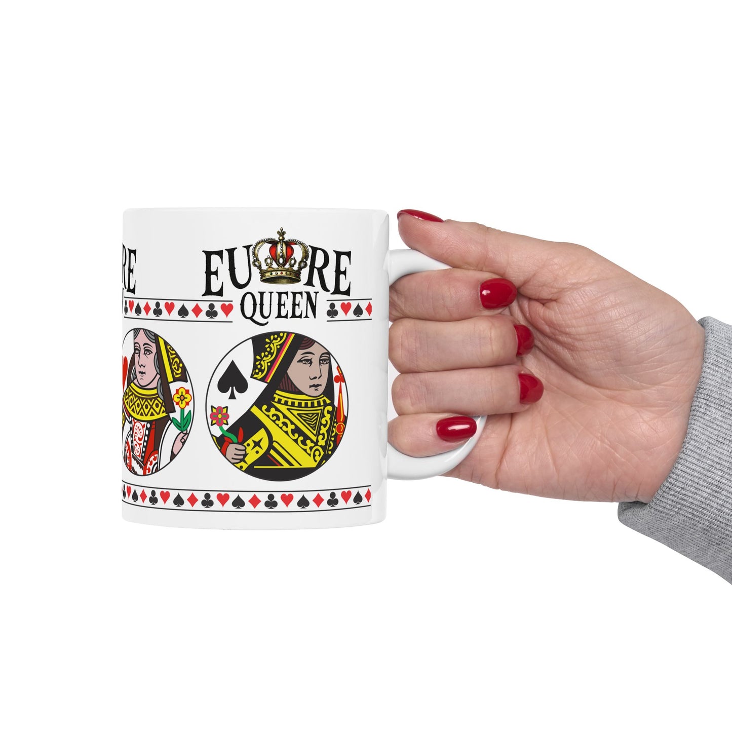 Euchre Queen Mug | Playing Card Queen design, Ceramic Mug