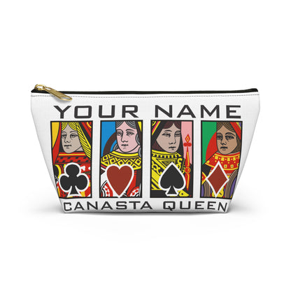 Canasta Queen Accessory Pouch, Playing Cards Design | T-bottom zipper pouch