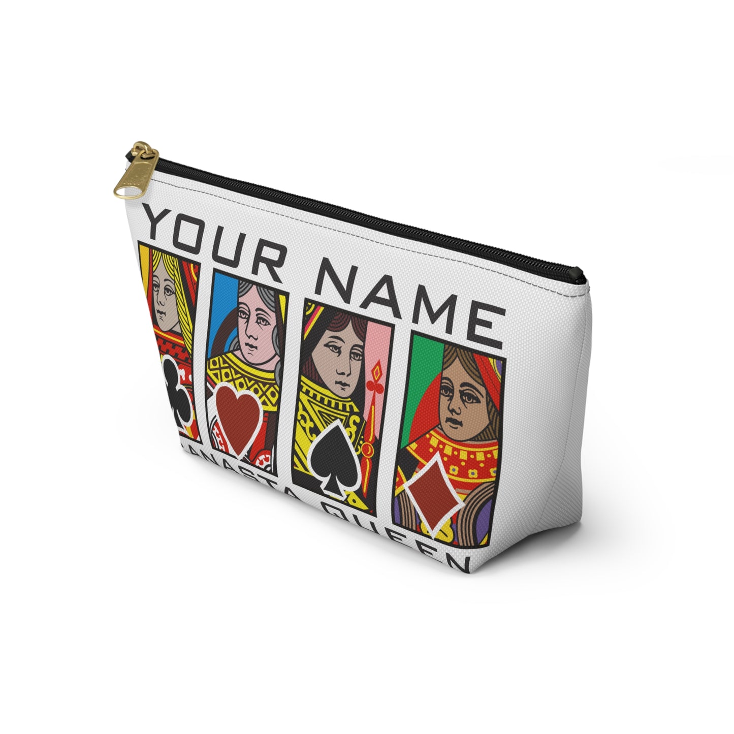 Canasta Queen Accessory Pouch, Playing Cards Design | T-bottom zipper pouch