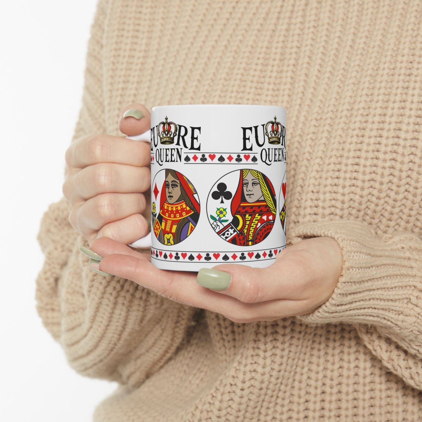 Euchre Queen Mug | Playing Card Queen design, Ceramic Mug