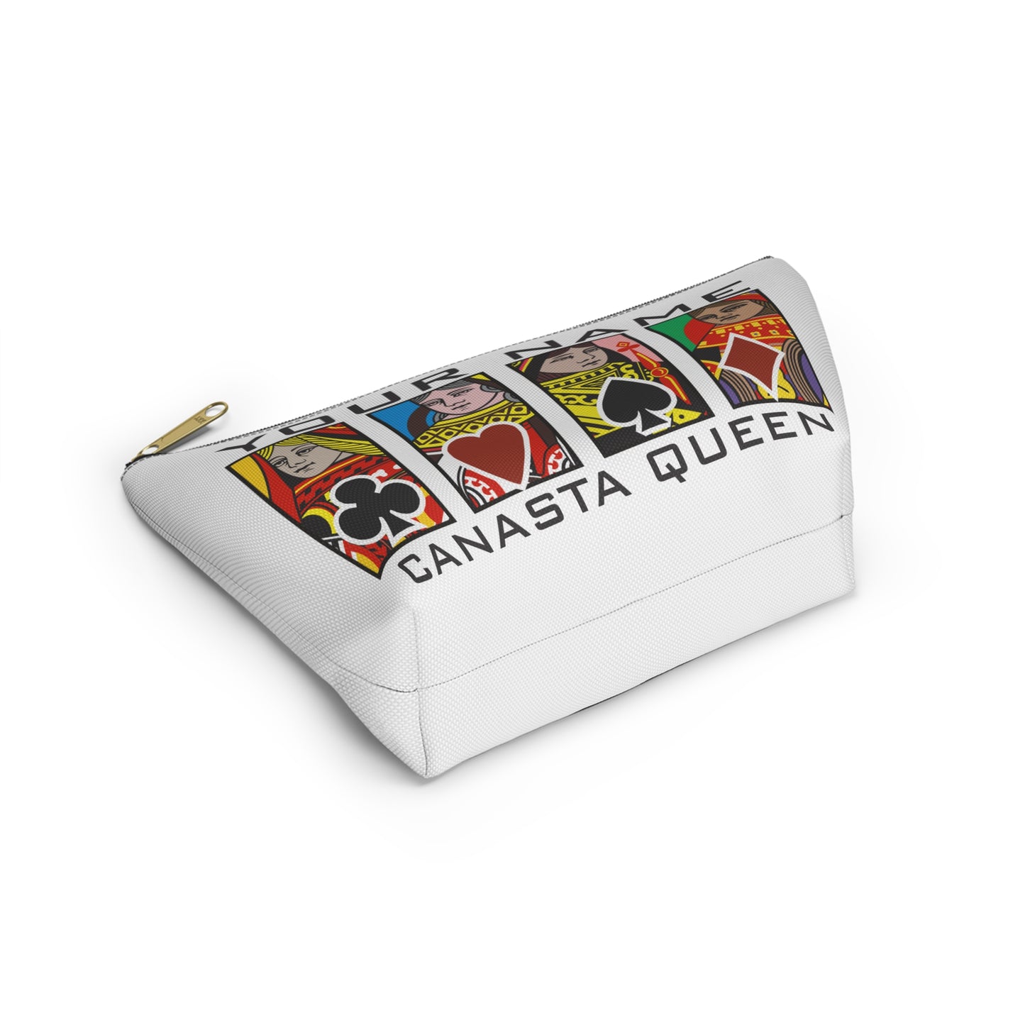 Canasta Queen Accessory Pouch, Playing Cards Design | T-bottom zipper pouch