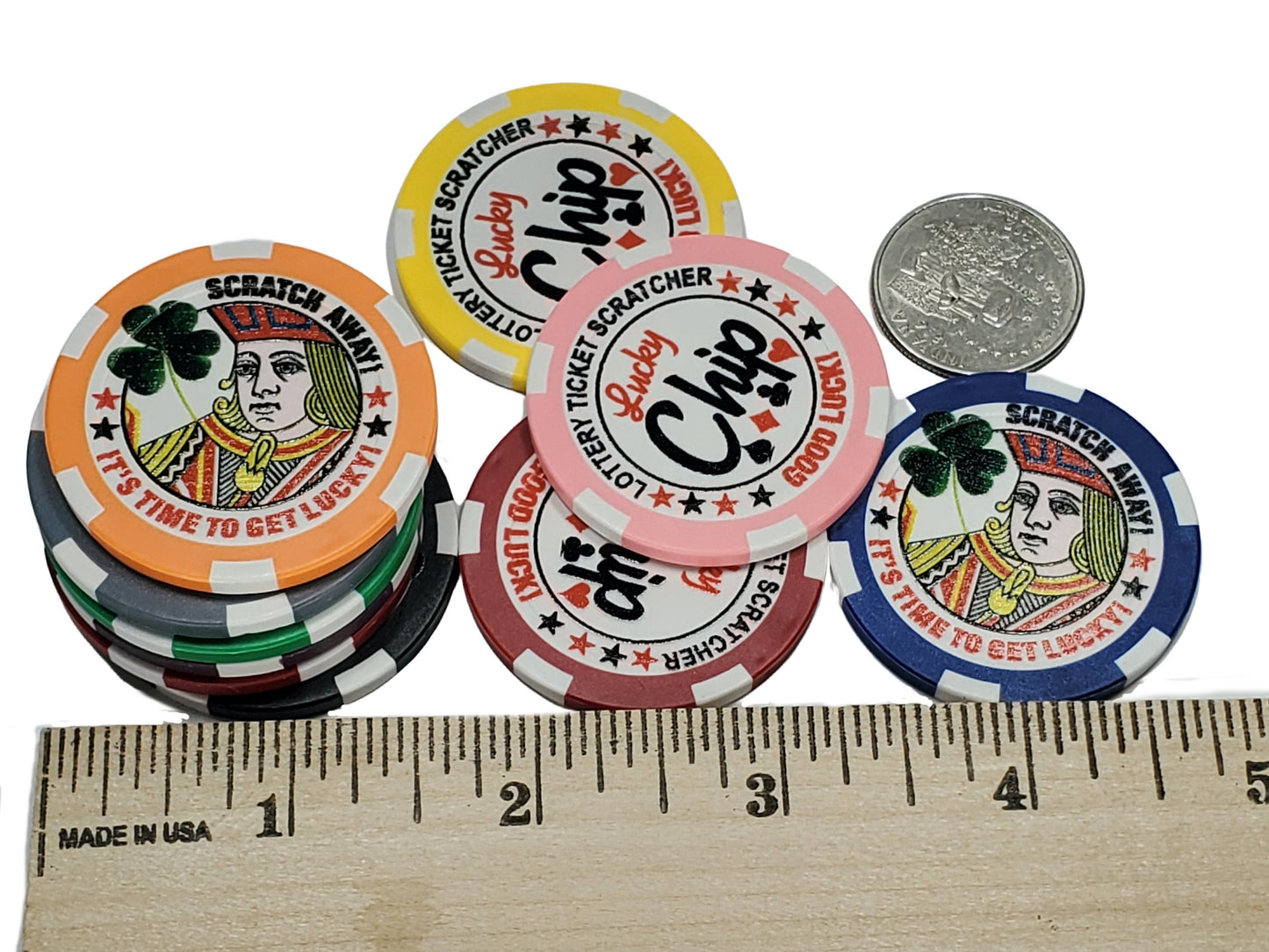 Lucky Lottery Ticket Scratcher Poker Chips - Pack of 10