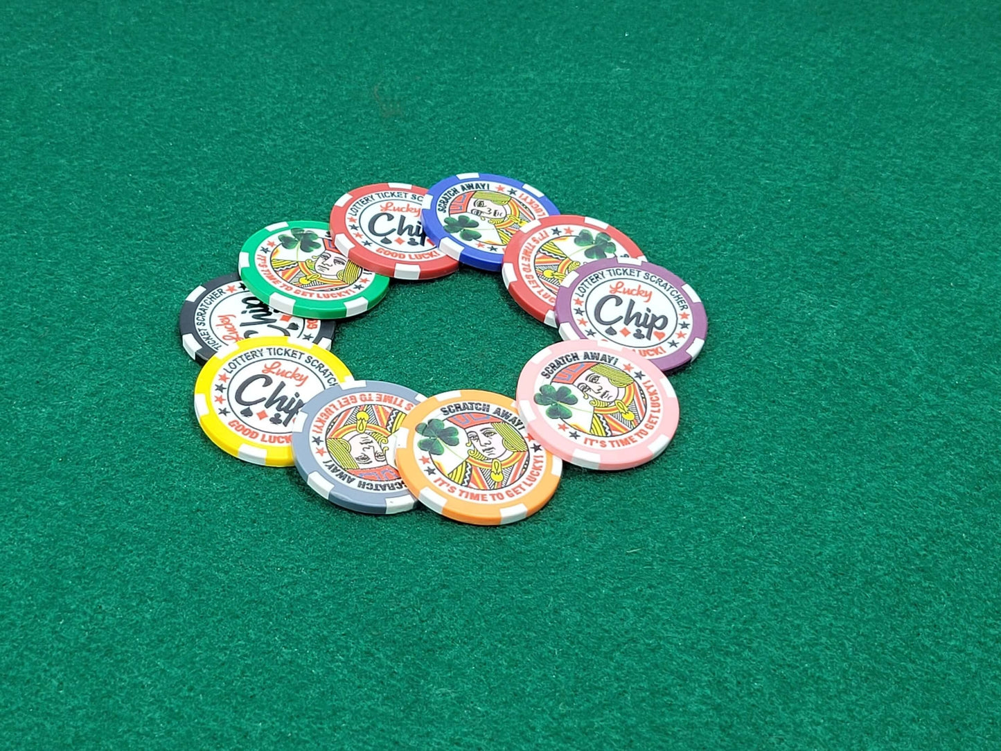Lucky Lottery Ticket Scratcher Poker Chips - Pack of 10