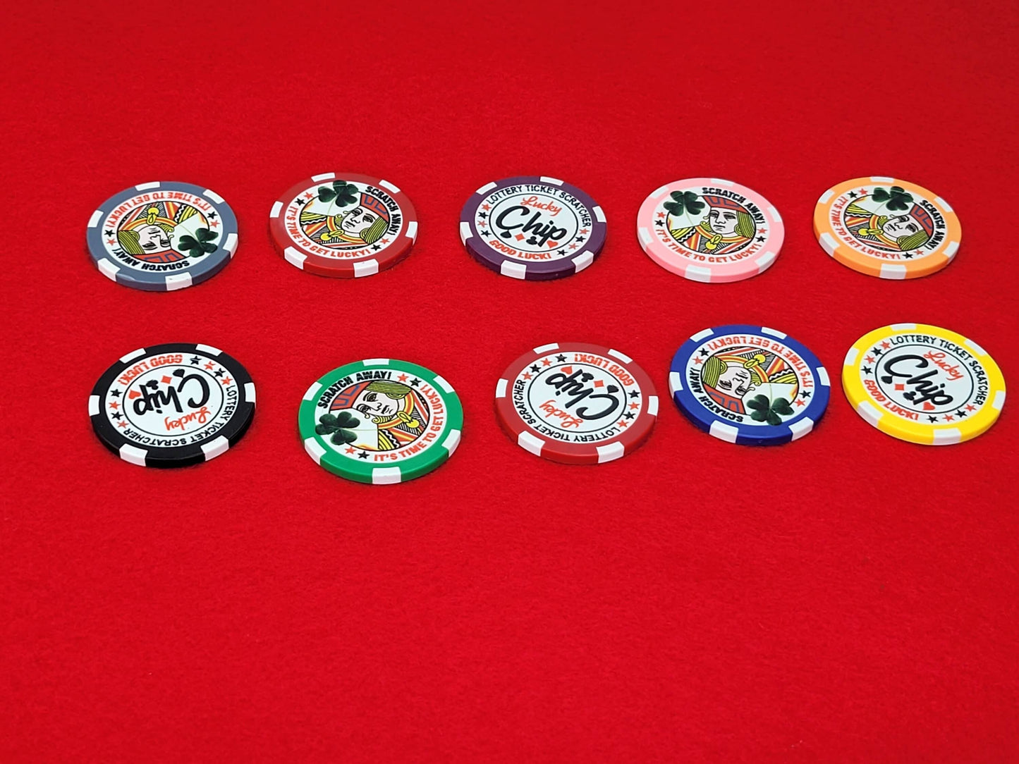 Lucky Lottery Ticket Scratcher Poker Chips - Pack of 10