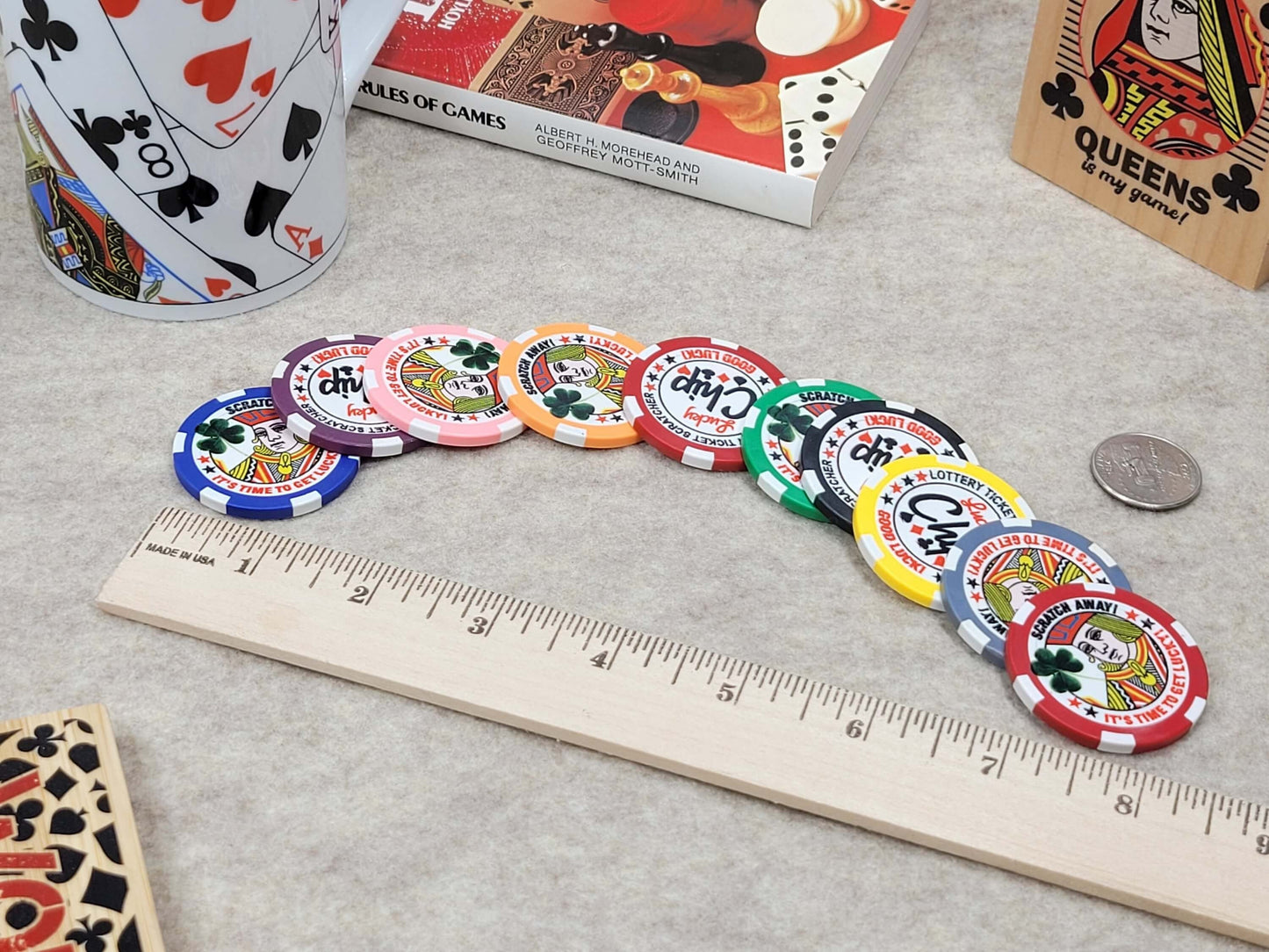 Lucky Lottery Ticket Scratcher Poker Chips - Pack of 10