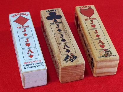 Euchre Suited Trump Club: Wood, Card Ranking Indicator - Made in USA