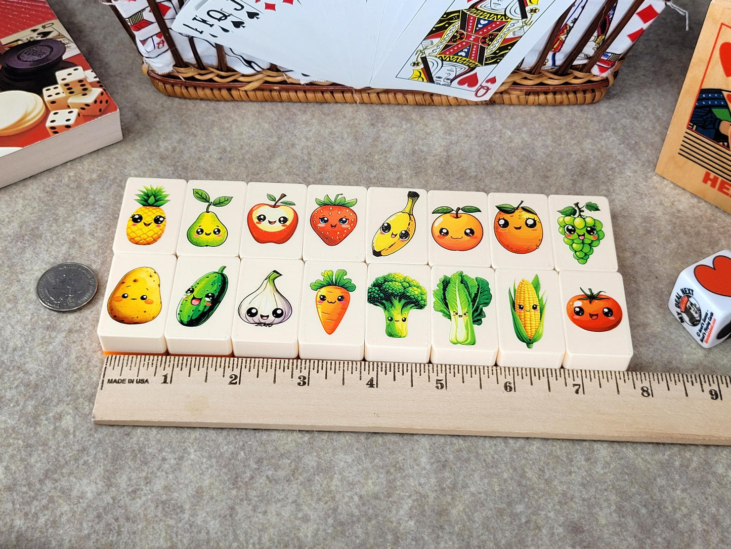 Fruit & Veggie Mahjong Tile Game: Seaside Escape, Made in USA