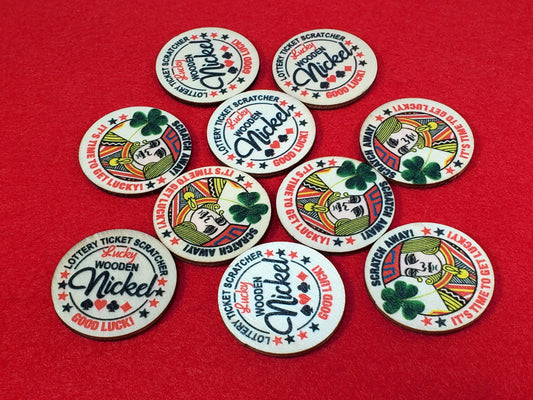 Personalized Lucky Ticket Scratcher Wooden Nickels - Pack of 10 - For lottery tickets