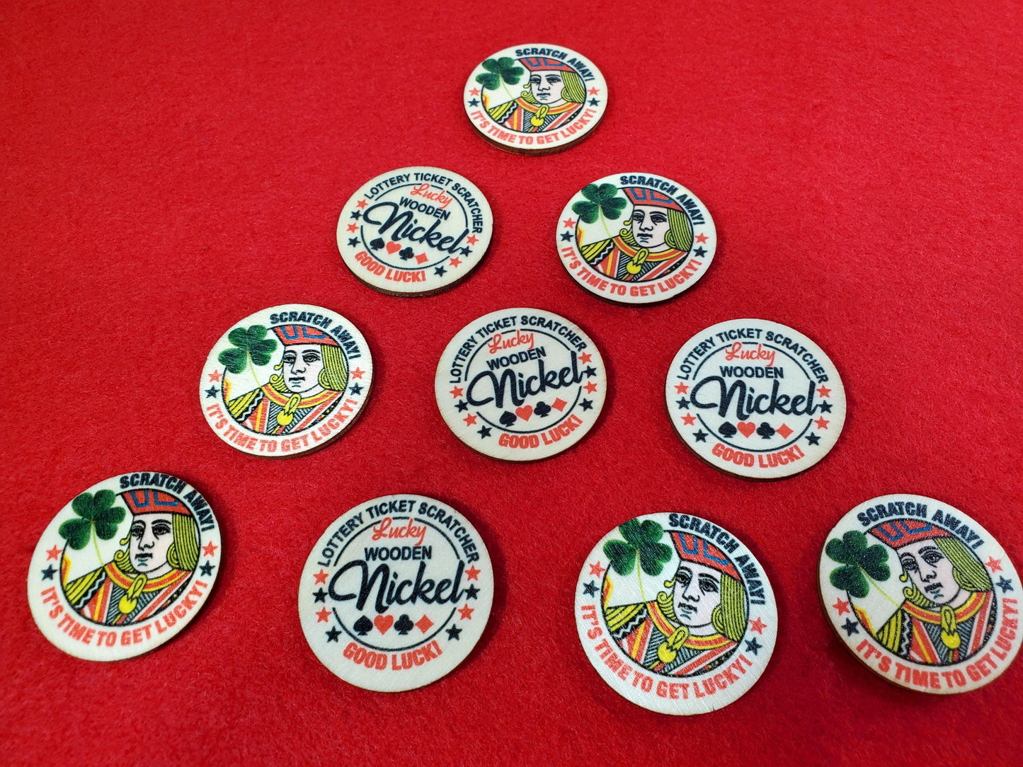 Personalized Lucky Ticket Scratcher Wooden Nickels - Pack of 10 - For lottery tickets