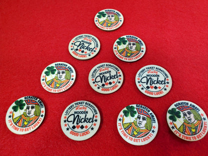 Personalized Lucky Ticket Scratcher Wooden Nickels - Pack of 10 - For lottery tickets