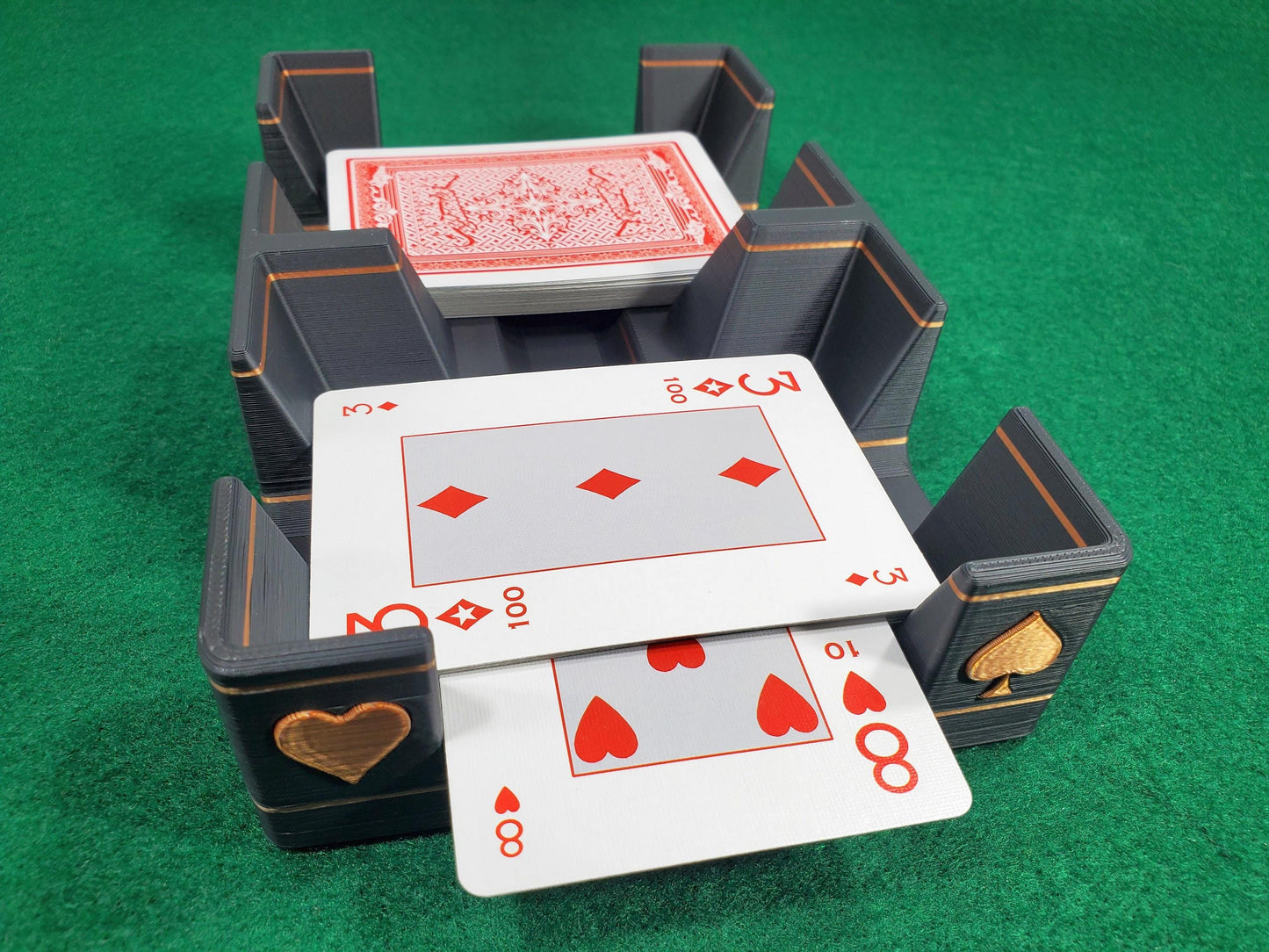 Gilded Playing Card Tray: Shiny Suits Design, Draw & Discard - Made in USA