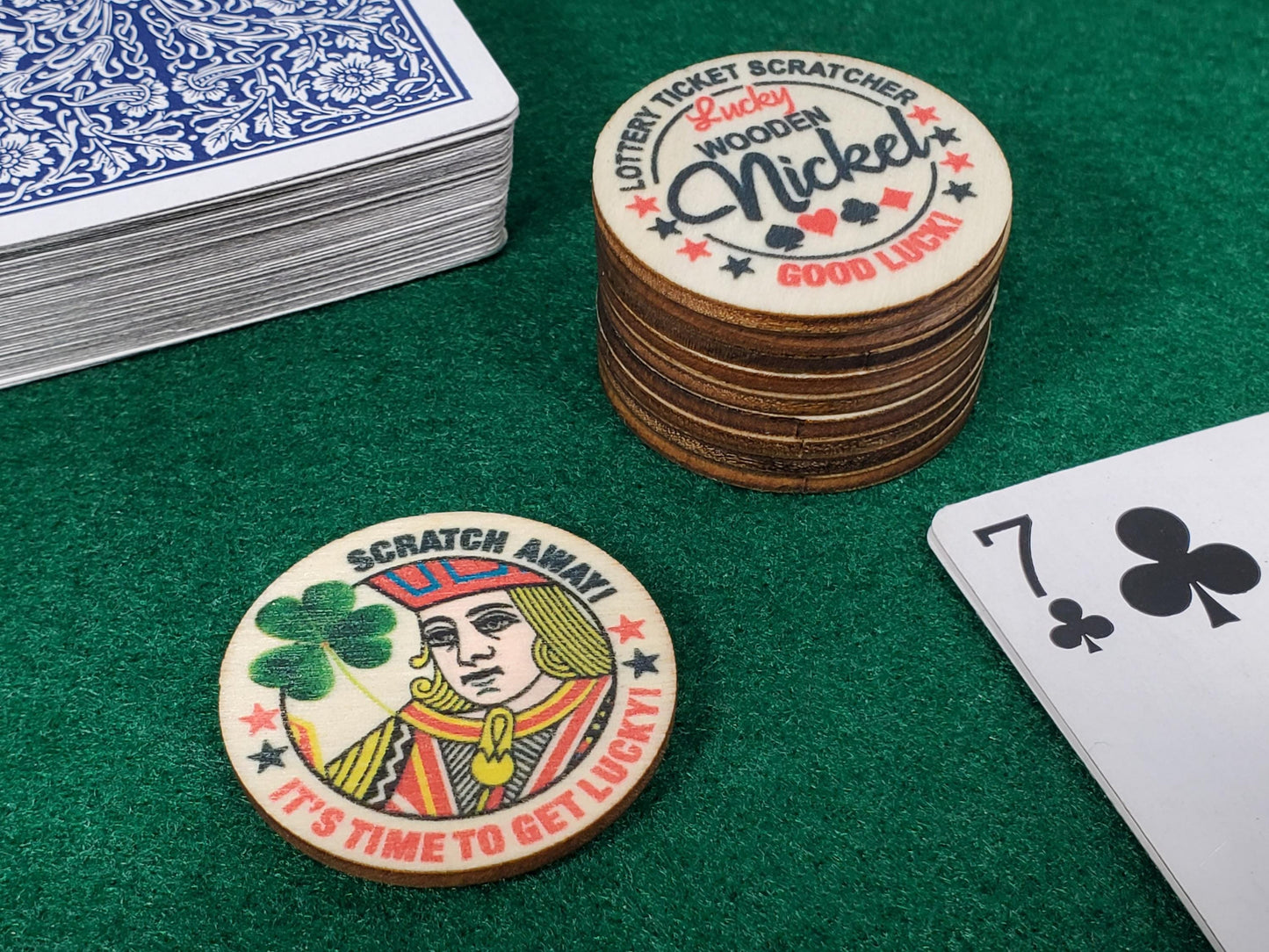 Personalized Lucky Ticket Scratcher Wooden Nickels - Pack of 10 - For lottery tickets