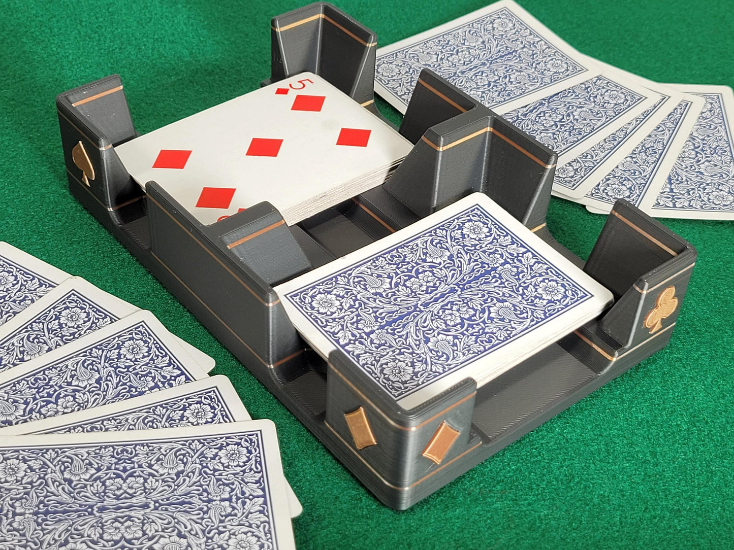 Gilded Playing Card Tray: Shiny Suits Design, Draw & Discard - Made in USA