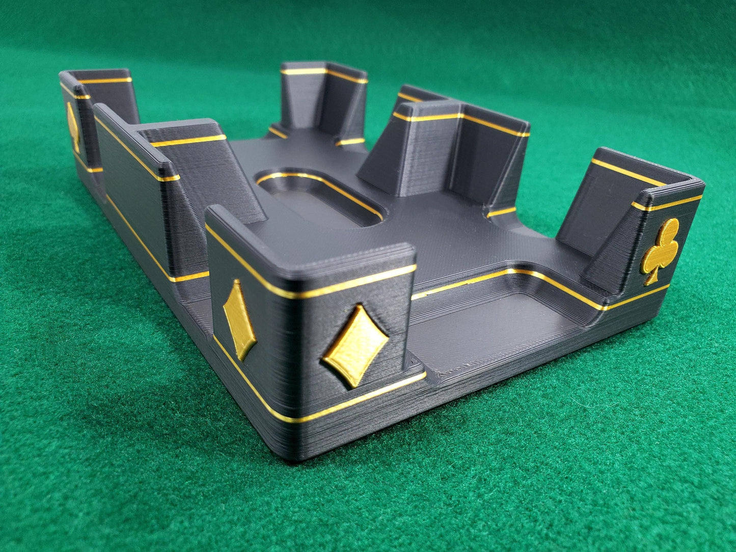 Gilded Playing Card Tray: Shiny Suits Design, Draw & Discard - Made in USA