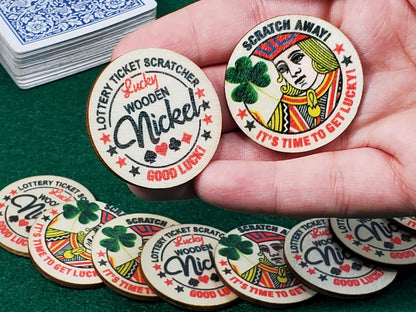 Personalized Lucky Ticket Scratcher Wooden Nickels - Pack of 10 - For lottery tickets