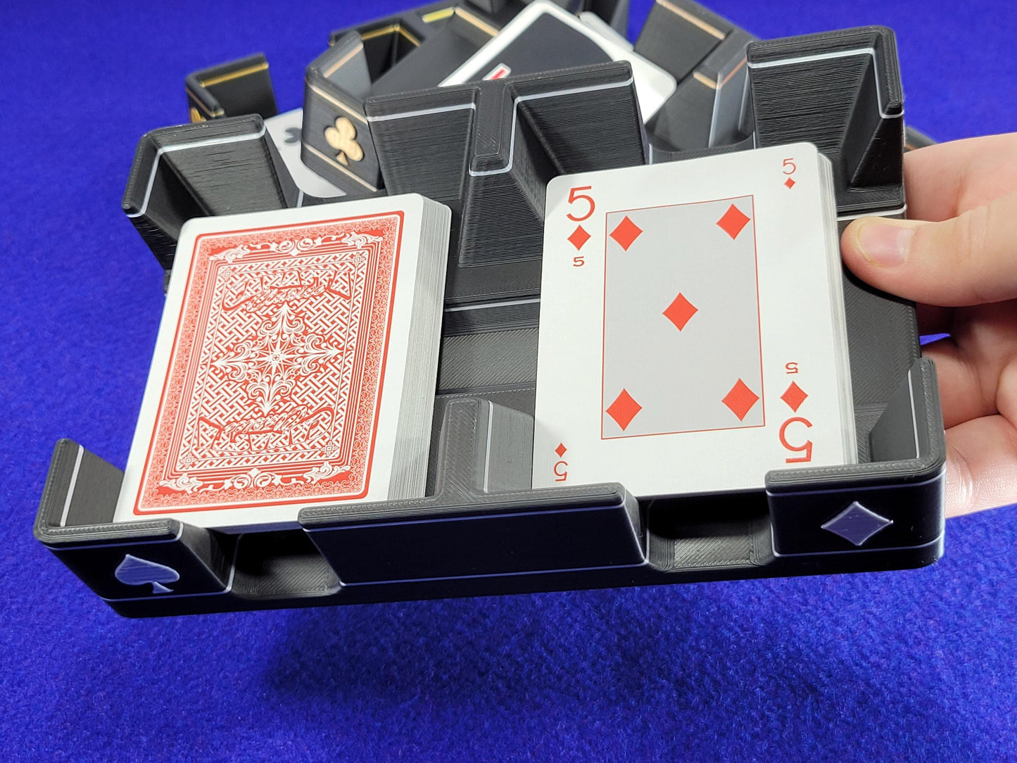 Gilded Playing Card Tray: Shiny Suits Design, Draw & Discard - Made in USA