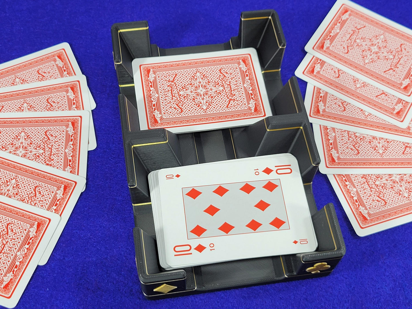 Gilded Playing Card Tray: Shiny Suits Design, Draw & Discard - Made in USA