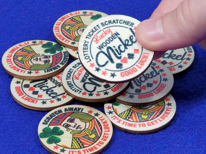 Personalized Lucky Ticket Scratcher Wooden Nickels - Pack of 10 - For lottery tickets