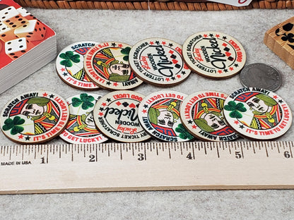 Personalized Lucky Ticket Scratcher Wooden Nickels - Pack of 10 - For lottery tickets