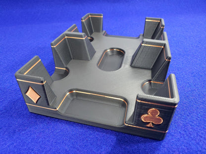 Gilded Playing Card Tray: Shiny Suits Design, Draw & Discard - Made in USA