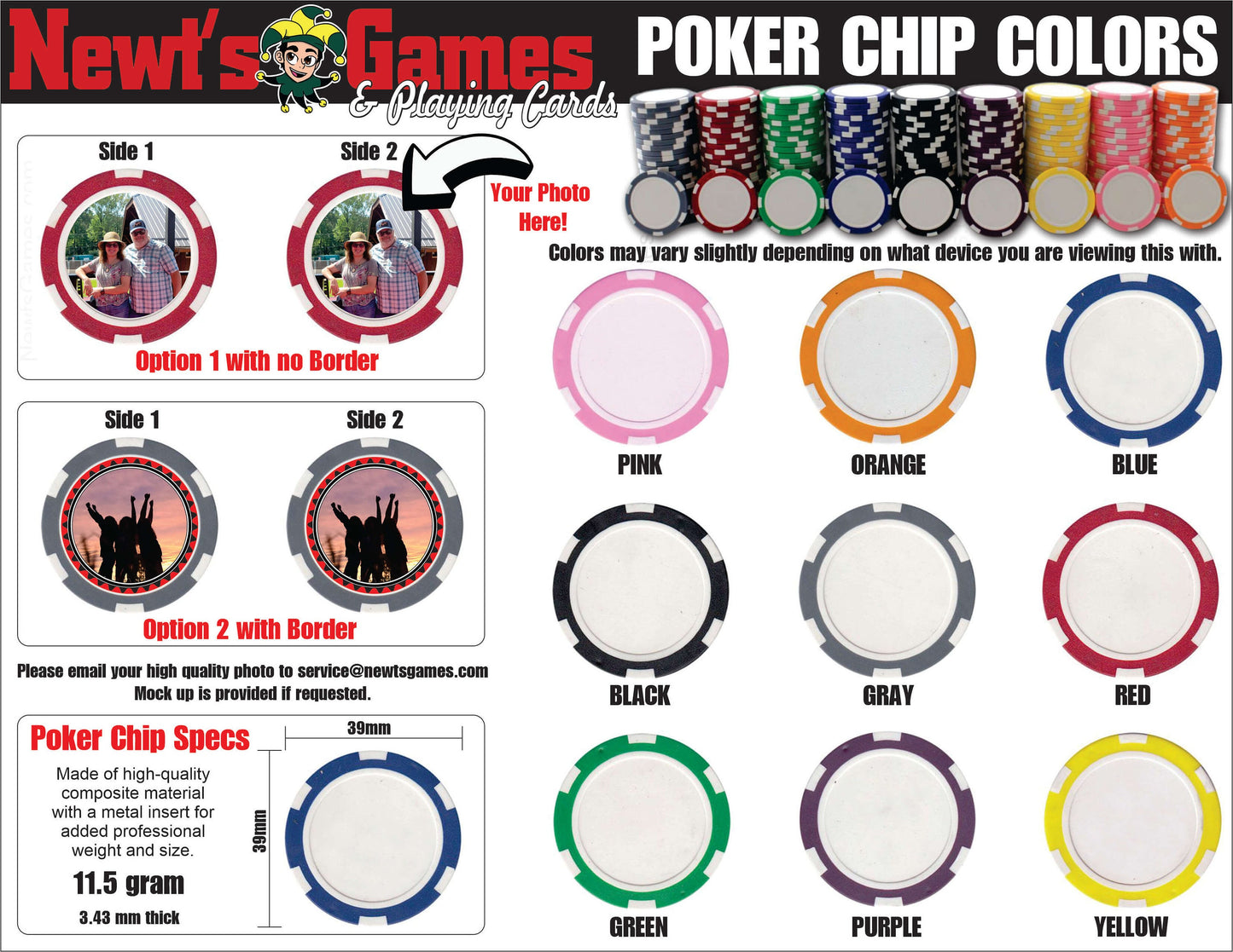 Personalized Photo Poker Chips: Custom Casino Game Gift
