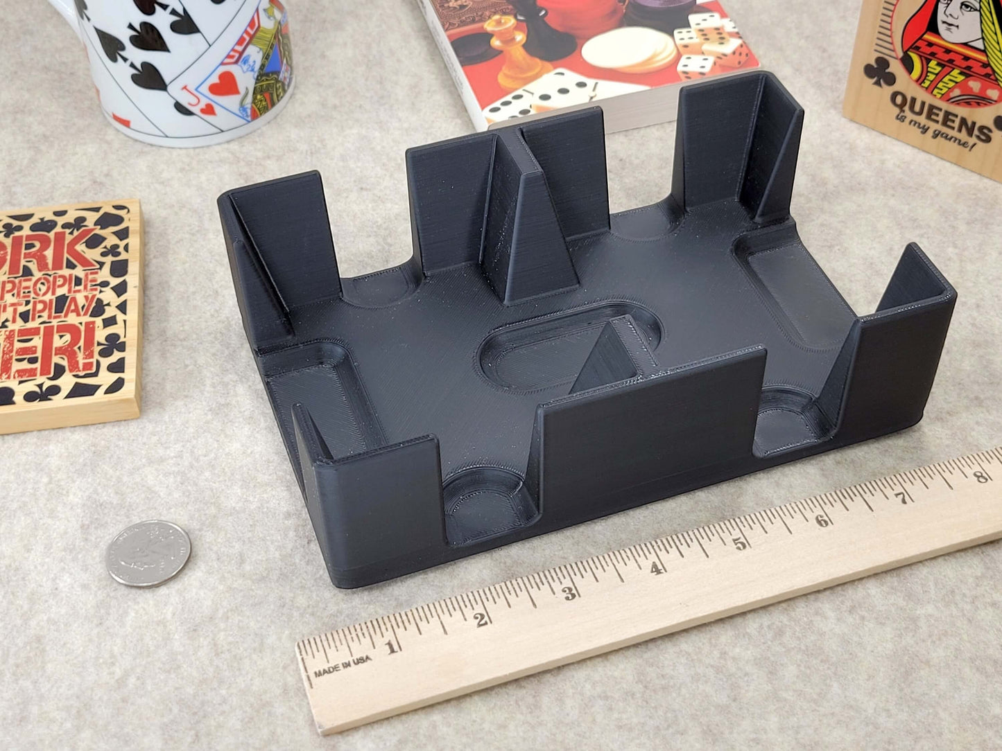 4 Deck Playing Card Tray: Holds 2 decks on each side, Extra Deep - Made in USA